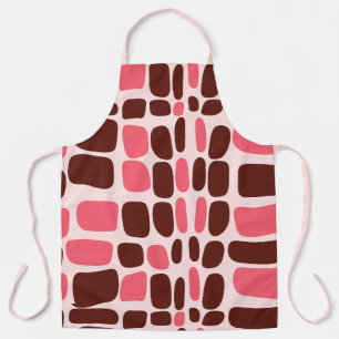 Delantal geométrico rosa y chocolate Retro Mod