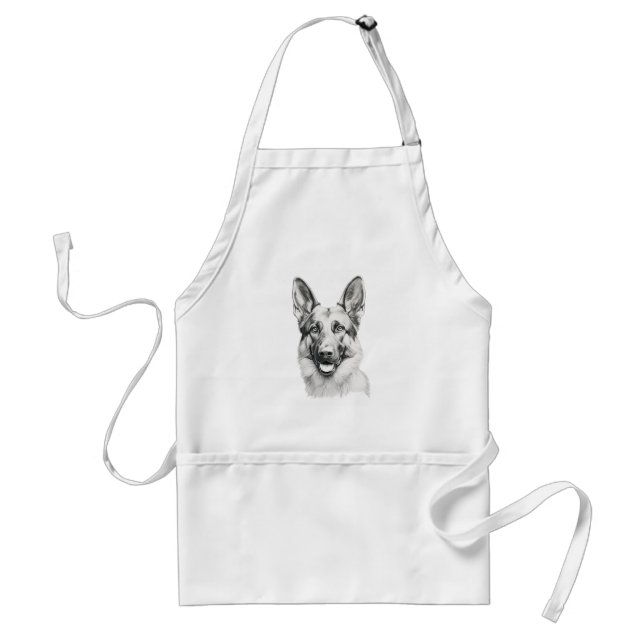 Delantal German Shepherd Drawing Portrait Apron | Dog Lover (Frente)