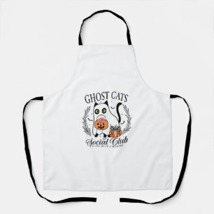 Delantal Ghost Gats Social Club Funny Fall Otoño Cat