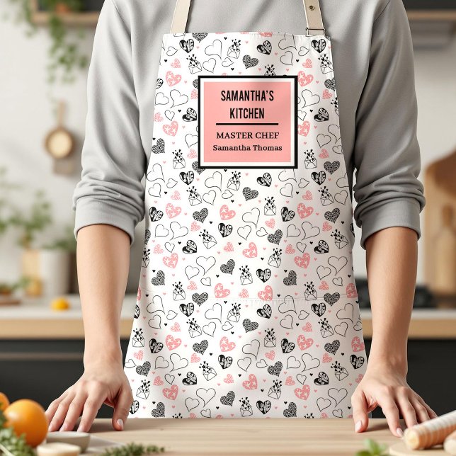Delantal Gift for Wife Love Lettering Heart Sketch Apron (Gift for Wife Love Lettering Heart Sketch Apron)