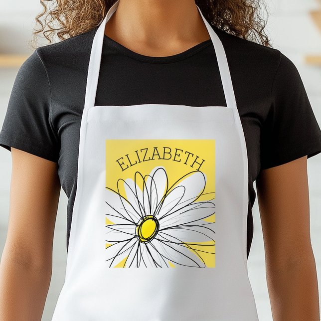 Delantal Gimnasio amarillo y blanco con texto Personalizado (Personalized Kitchen Apron)