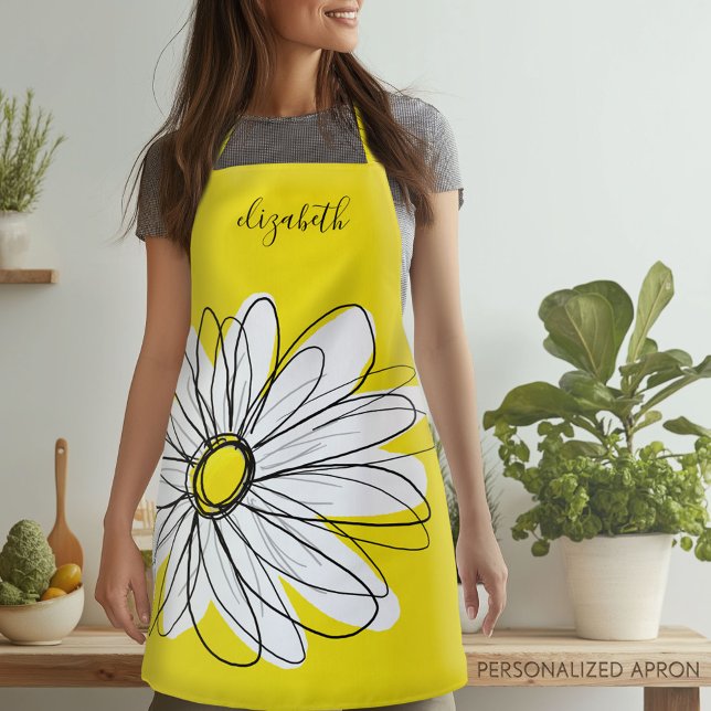 Delantal Gimnasio amarillo y blanco con texto Personalizado (Personalized Apron)