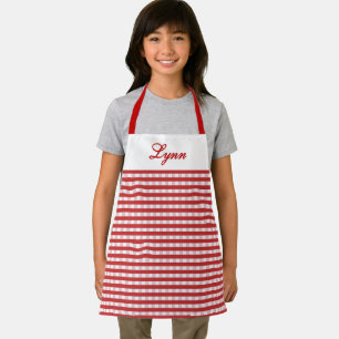 Delantal Ginga Clásico Rojo y Blanco Nombre Personalizado
