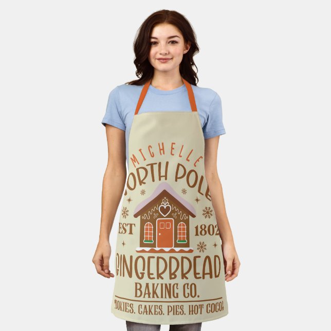 Delantal Gingerbread Baking Co. personalizado del Polo Nort (Gastado)