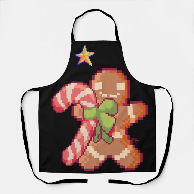 Delantal Gingerbread man, pixel art, pixelart  (Anverso)