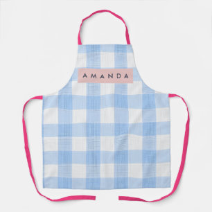 Delantal Gingham Azul Cielo Suave Personalizado Pastel