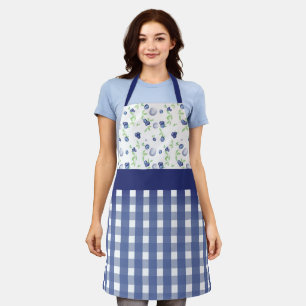 Delantal Gingham azul oscuro y arándanos lavados