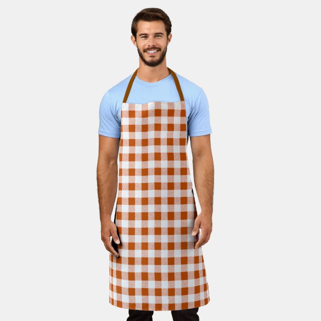 Delantal Gingham Check Pattern Brown (Gastado)