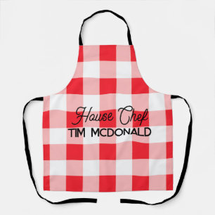 Delantal Gingham de cuadros rojos y blancos CHEF DE CASA