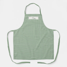 Delantal Gingham Pattern in Green with Name