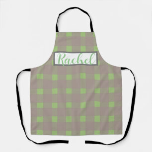Delantal Gingham Personalizado Gris Verde