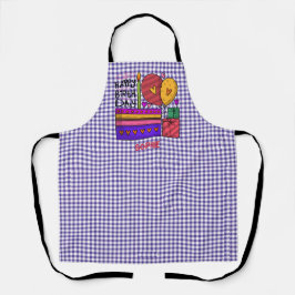 Delantal Gingham Purple & Red Birday