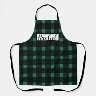Delantal Gingham verde negro personalizada