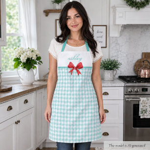 Delantal Gingham Verde Turquesa