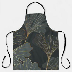 Delantal Ginkgo dorado: Deco floral de lujo.