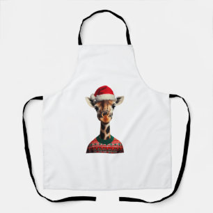 Delantal Girafa con Navidades de Santa Hat Safari Navidad S