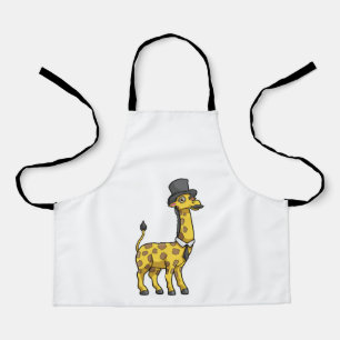 Delantal Giraffe como Caballero con Gorra, Tie y Mustache