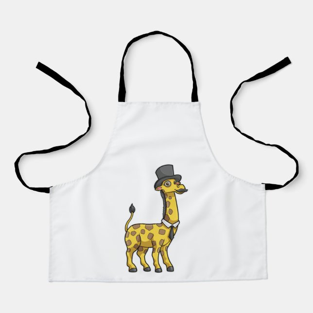 Delantal Giraffe como Caballero con Gorra, Tie y Mustache (Anverso)