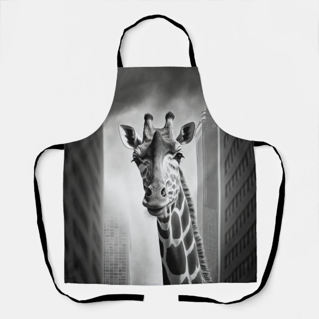 Delantal Giraffe en un paisaje urbano (Anverso)