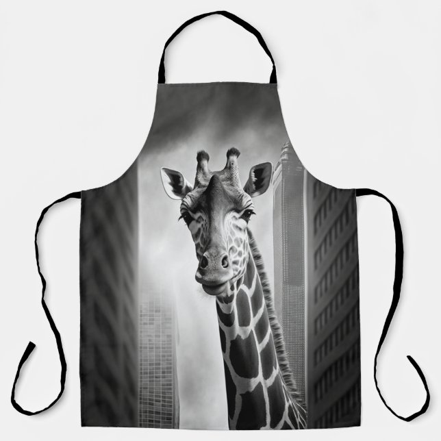 Delantal Giraffe en un paisaje urbano (Anverso)