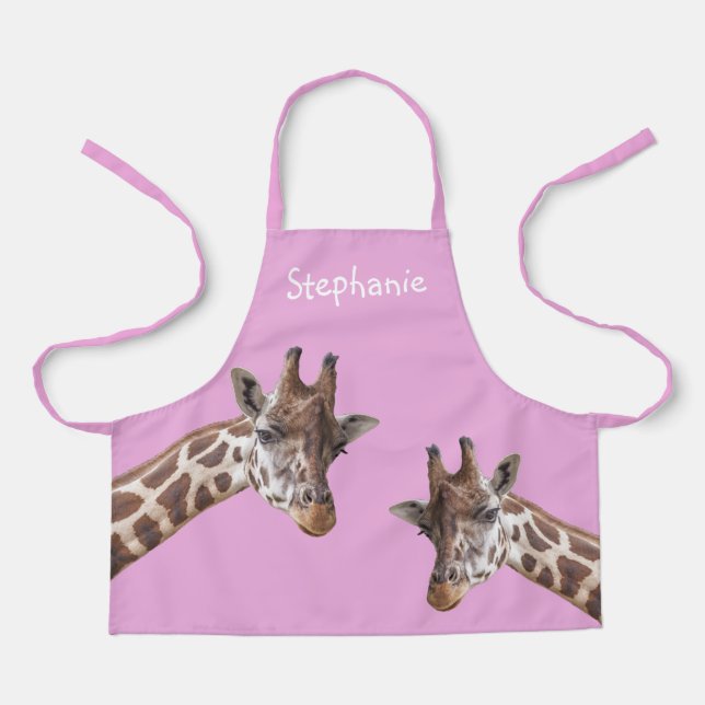 Delantal Giraffe Fotos Personalizadas Niños Nombre Apron (Anverso)