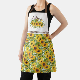Delantal Girasol blanco ruso personalizado
