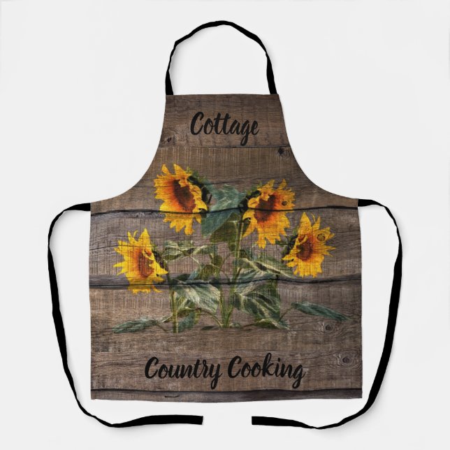 Delantal Girasol de madera de grano rústico (Anverso)