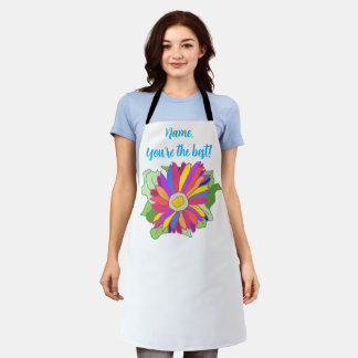 Delantal Girasol de Pétalos Coloridos Personalizados Autógr