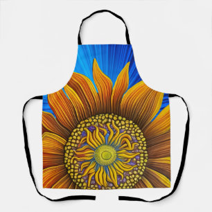 Delantal Girasol ruso y soleado en azul