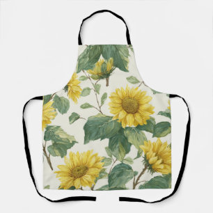Delantal Girasol Rústico Aquarela Floral Boho Casa de Campo