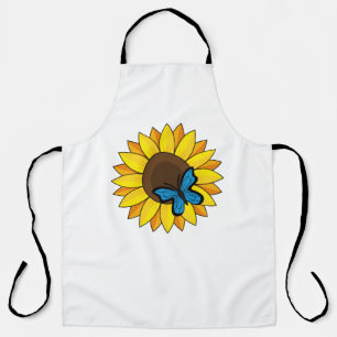Delantal Girasol y Mariposa Azul