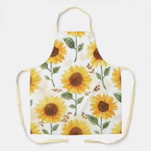 Delantal Girasoles Amarillos Acuarela Floral Caprichoso