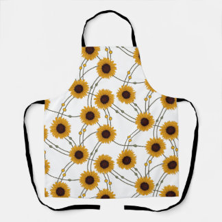 Delantal Girasoles amarillos florales retro al azar Art Nou