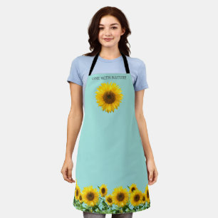 Delantal Girasoles elegantes sobre azul claro