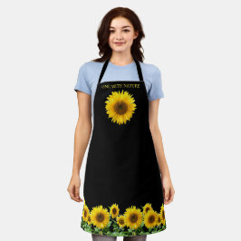 Delantal Girasoles Elegantes sobre Negro