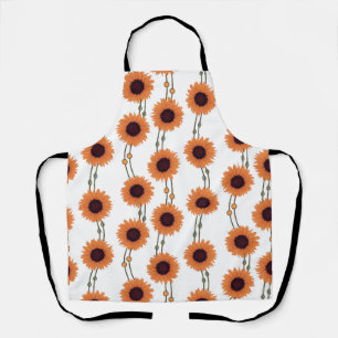 Delantal Girasoles naranjas de flores retro Art Nouveau