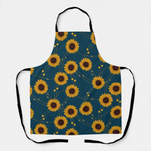 Delantal Girasoles retro florales amarillos al azar Art Nou
