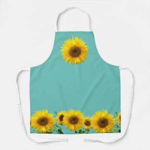 Delantal Girasoles sobre turquesa teal