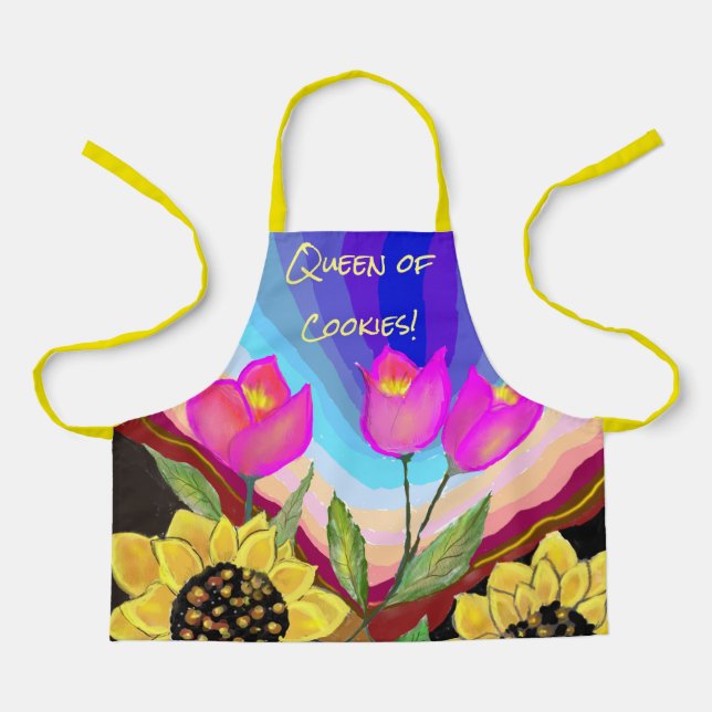 Delantal Girasoles tulipanes y el amor pensando en ti (Anverso)