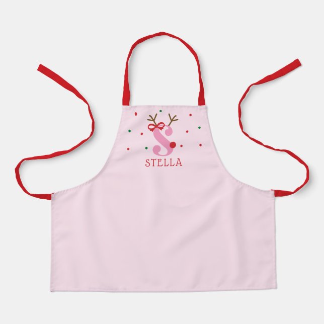 Delantal Girls Personalized Reindeer Initial S  (Anverso)