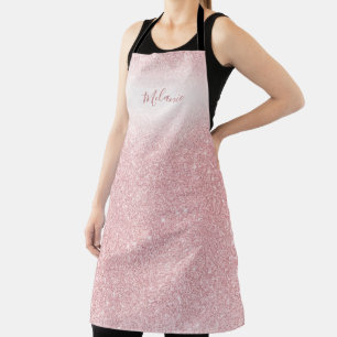 Delantal Girly Rosa Ombre Purpurina Ombre Personalizado