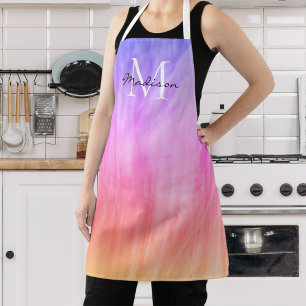 Delantal Girona Monograma Nombre Púrpura Rosa