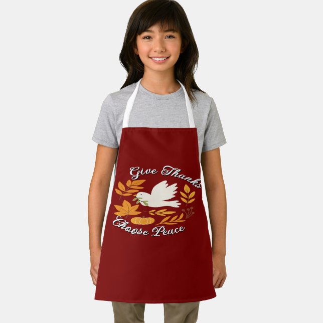 Delantal 'Give Thanks, Choose Peace' All-Over Print Apron (in situ)