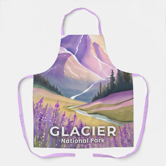 Delantal Glacier National Park | Spring Lavender Watercolor (Anverso)