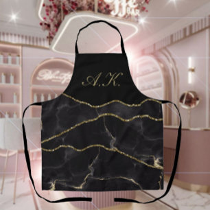 Delantal Glam Agam de Mármol de Oro Negro