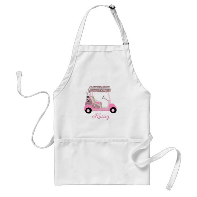 Delantal Glam Pink Nombre Personalizado Clubes de Carros de (Frente)