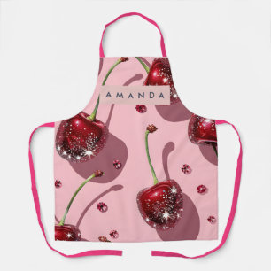 Delantal Glam Rojo Cereza Brillante Personalizado