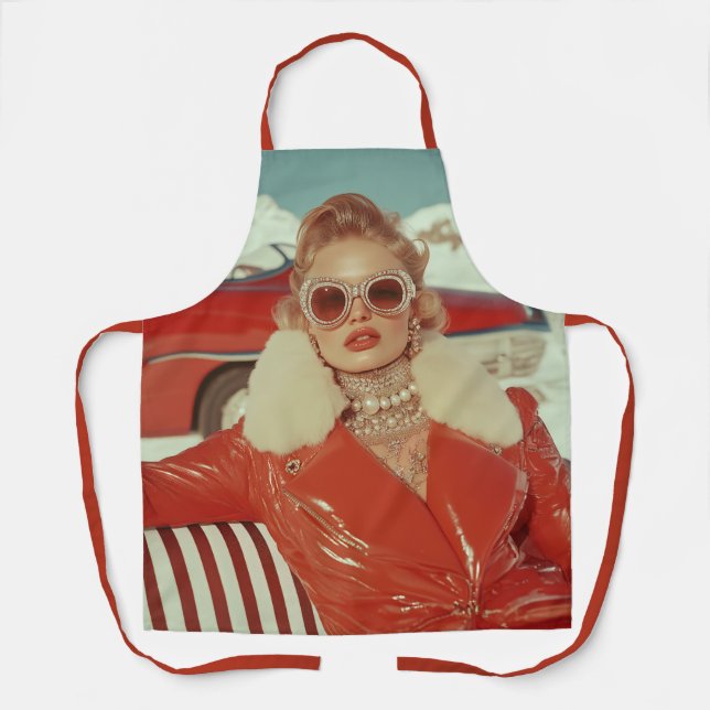 Delantal Glamoroso estilo retro invernal en un ambiente alp (Anverso)