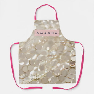 Delantal Glamour de Secuencia de Oro Elegante Personalizado