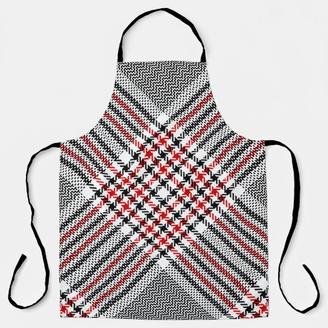 Delantal Glen plaid pattern. Black, red, white seamless tar (Anverso)